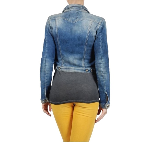 Diesel Fringi NE Denim Jean Jacket Women’s Small Leather Logo Stretch Fitted Y2K - Picture 16 of 17